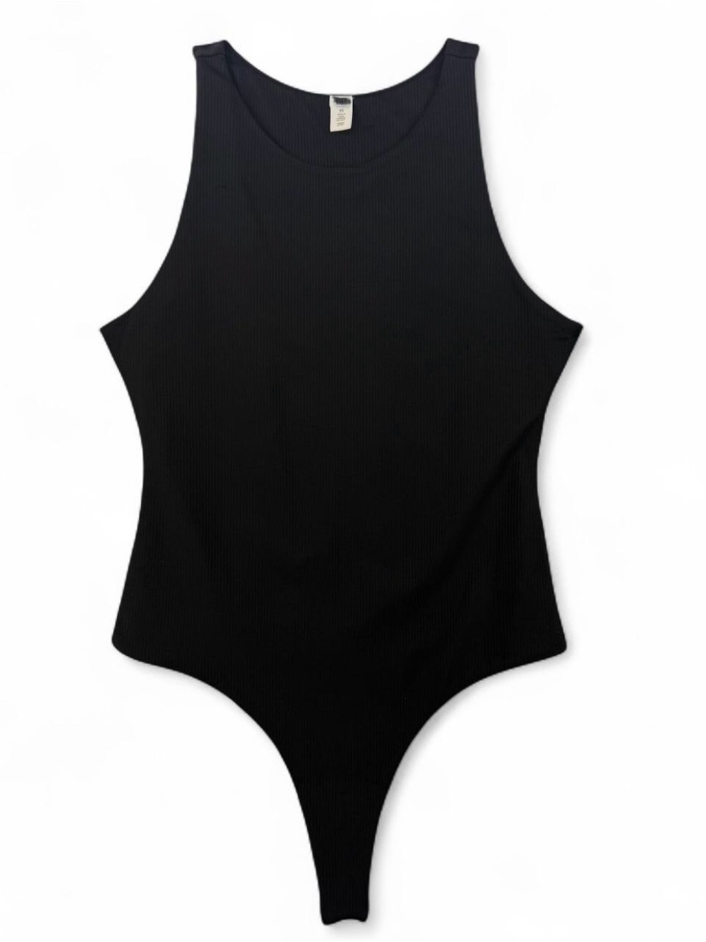 BP. Black Ribbed High-Neck Thong Bodysuit Size Medium